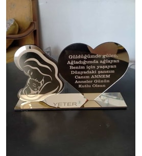 Anneler gününe özel anne bebek temalı isimlik ayna pleksi