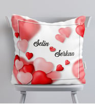 BK Gift Kişiye Özel İsimli Kalp Desenli Beyaz Yastık-3