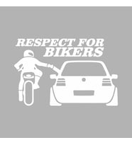 Respect For Bikers Araba Sticker siyah 20x13 CM (Beyaz)