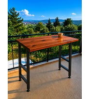 Masif Bar Masası 85 cm Yüksek Metal Profil Ayaklı Mutfak Yemek Kafe Bistro Çalışma 40x70