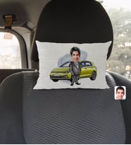 BK Gift Kişiye Özel Plakalı Erkek Volkswagen Golf Karikatürlü Dikdörtgen Araç Koltuk Yastığı-2