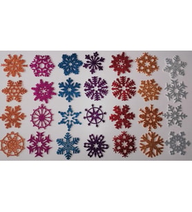 7 Farklı Renkte Kar Tanesi Simli Eva Ağaç Ve Hediye Süsü 8x8cm 28 li