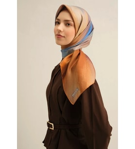 Armine Sura İpek Eşarp 9308 - 02 Turuncu Karışık Desen