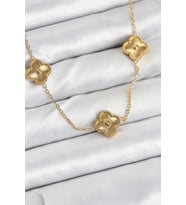 pilelistore 316L Çelik Zincir Gold Renk Yonca Kadın Kolye - TJ-BKO10593