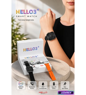 Hello Watch 3 Amoled 2 Kordonlu Ultra 49mm Watch 8 Wireless Şarj Pusula 4gb Akıllı Saat 450 Mah