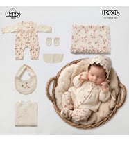 KIZ BEBEK MÜSLİN KUMAŞTAN ÇİÇEK KABARTMALI 10 LU SET 0-3 AY