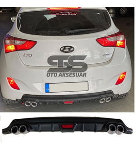 Hyundai i30 Difüzör Arka Tampon Eki 4 Egzoz Çıkışlı Siyah Tip