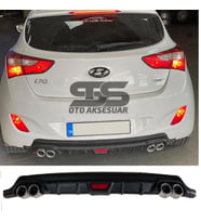 Hyundai i30 Difüzör Arka Tampon Eki 4 Egzoz Çıkışlı Siyah Tip