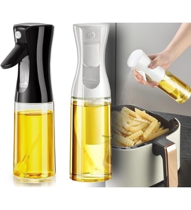 Cam Sprey Yağdanlık, Akıtma Damlatma Yapmaz, Limon, Sirke, Yağ Püskürtücü 225 ml Airfryer Kızartma Izgara Salata İçin Yağlık 1 Adet. (Siyah)