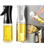 Cam Sprey Yağdanlık, Akıtma Damlatma Yapmaz, Limon, Sirke, Yağ Püskürtücü 225 ml Airfryer Kızartma Izgara Salata İçin Yağlık 1 Adet. (Siyah)