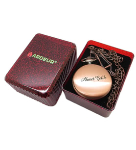 Ardeur® Vintage Bakır Bronz İsme Özel Lüks Cep Saati Köstekli Saat