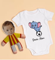 BK Kids Kişiye Özel Fotoğraflı Bebek Yastık ve Bebek Body Zıbın Hediye Seti - Model 4.4