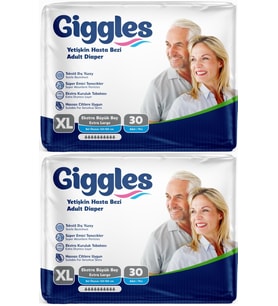 Giggles Hasta Bezi Yetişkin Bel Bantlı Tekstil Yüzey Ekstra Büyük (XL) 60 Adet (2PK*30)