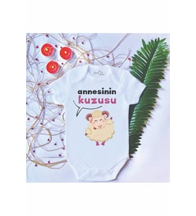 Unisex Bebek Baskılı Annesinin Kuzusu Çıtçıtlı Body Zıbın