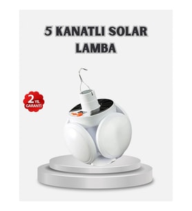 Mey İthalat® Güneş Enerjili ve USB Şarjlı LED Kamp Lambası – 5 Farklı Işık Modlu, Askılı Tasarım