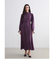 LCW Modest Mor Dik Yaka Modal Karışımlı Belden Oturtmalı Elbise