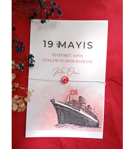 Bandırma Vapuru Konsept - 10 Adet Kuşe Kartlı Hediyelik Bileklik - 19 Mayıs