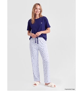 LCW DREAM Mavi Bisiklet Yaka Kadın Pijama Takım