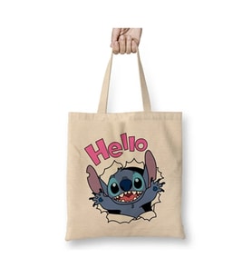 Stitch And Lilo Cute Fun Bez Çanta Uzun Saplı Alışveriş Çantası Plaj Çantası (Beyaz)