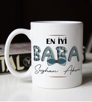 BK Gift Kişiye Özel İsimli Babalar Günü Temalı Beyaz Kupa Bardak-24, Babalar Günü Hediyesi, Babaya Hediye