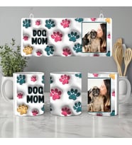 Kişiye Özel Fotoğraflı Evcil Dost Köpek Kupası, Best Dog Mom Kupa Bardak, 330ml, Beyaz (Doğal Beyaz)