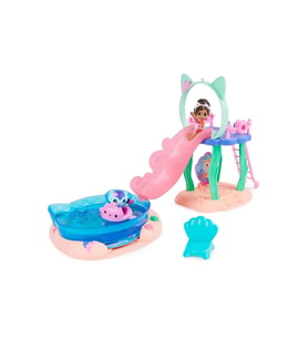 Gabby’s Dollhouse Gabby ve Mercat Süslü Kedi Havuz Oyun Seti – Renk Değiştiren Denizkızı Kuyruklu Su Eğlencesi (Çok Renkli)