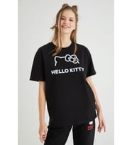 Lisanslı Baskılı Basic T-shirt Relaxed Kalıp Pamuk (Siyah)