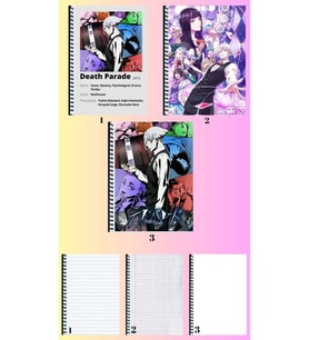 death parade 3 adet defter A4 büyük boy 72 sayfa çizgili_kareli_çizgisiz defter seti