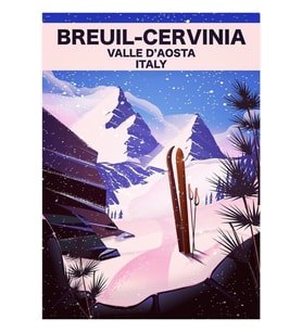 Breuil-cervinia Valle D'aosta Italya Kayak Posteri Tablo Ahşap Poster Dekoratif