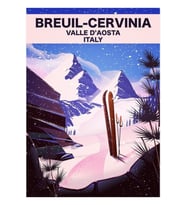 Breuil-cervinia Valle D'aosta Italya Kayak Posteri Tablo Ahşap Poster Dekoratif