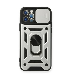 Apple iPhone 12 Pro Kılıf Pars Lens Yüzüklü Silikon - Gümüş