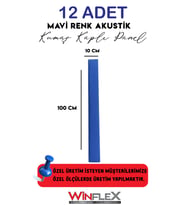 DİKEY AKUSTİK KUMAŞ KAPLI PANEL 12 ADET-(10x100CM) (Mavi)