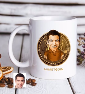 BK Gift Kişiye Özel Bitcoin Karikatürlü Beyaz Kupa Bardak-1