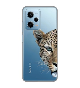 Redmi Note 12 Pro 5G Uyumlu Kaplan Desenli Şeffaf Telefon Kılıfı