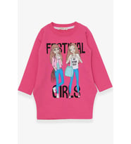 Breeze Kız Çocuk Tunik Baskılı Cepli 3-8 Yaş, Pembe