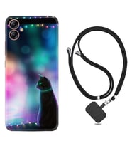Samsung Galaxy A04E Kılıf Silikon Boyun Askılı İpli Desenli Silikon Window Cat 1787