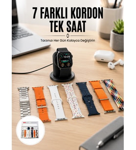 Akıllı Saat ve Air Pro Kulaklık 7 Kordonlu Çok Fonksiyonlu İkili Set Yeni Nesil