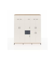 Hyperion Dolap 10 Raflı 2 Çekmeceli 3 Askılı 220x44x243 Çam-Aytaşı/Antrasit