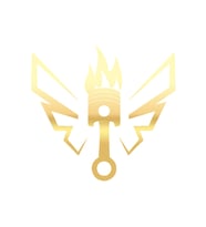 Kanatlı Alevli Piston Sticker17x17 Cm Gold