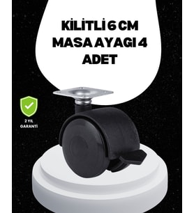 6 cm Kilitli Tekerlek Ayak 4 Adet Sehpa ve Ekipman Uyumlu