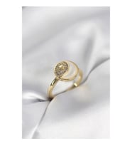 Mey İthalat® Ay Yıldız Model Gold Renk Zirkon Taşlı Kadın Yüzük