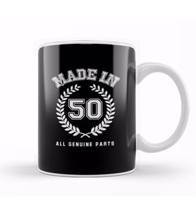 1950 Made In 50 All Genuine Parts Kupa Bardak Porselen