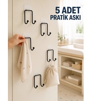5'li Duvar Tipi Yapışkanlı Askı Pratik Ev Ve Yaşam Alanı Askılık Seti