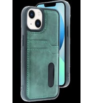 iPhone 14 Kılıf Sara Kartvizitli Deri Kılıf - Koyu Yeşil