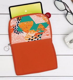 BK Gift Modern Art Tasarımlı Taşınabilir Koruyucu Tablet Kılıfı & Organizer Çanta - Turuncu-1