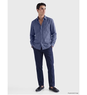 LCWAIKIKI Classic İndigo Regular Fit Gabardin Erkek Gömlek
