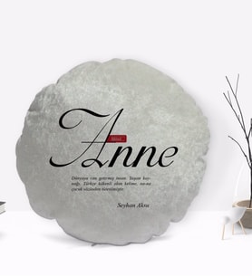 BK Gift Kişiye Özel İsimli Mânâ Anne Tasarımlı Yuvarlak Dekoratif Kırlent Yastık-1