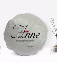 BK Gift Kişiye Özel İsimli Mânâ Anne Tasarımlı Yuvarlak Dekoratif Kırlent Yastık-1