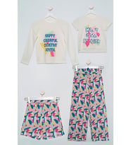 4'lü Tshirt Bluz Pantolon Şort Sarı Takım