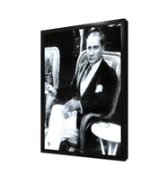 Atatürk Türk Kahvesi ve Sigara İçerken Çerçeveli Mdf Tablo